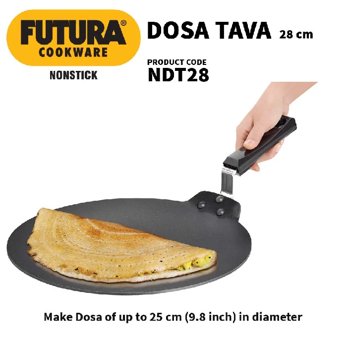 Hawkins Futura Dosa Tava, Non Stick Dosa Tawa, Small Dosa Tawa (NDT28) (Black), 28cm-4.webp